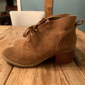 Susina Brown Suede Lace Up Ankle Booties